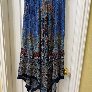 Earthbound Blue Paisley Handkerchief Hem Maxi Skirt M.     0022